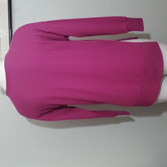 GIBSON Womens Fuchsia V-Neck Drop Shoulder Pullover Sweater-Hi-Lo Hem-EUC-Sz PXS - Picture 7 of 15